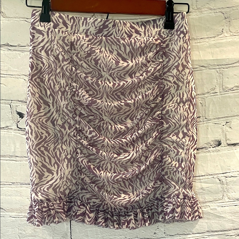 Free People Purple Zebra Print Mini Skirt Size X-Small Brand New W/Tags